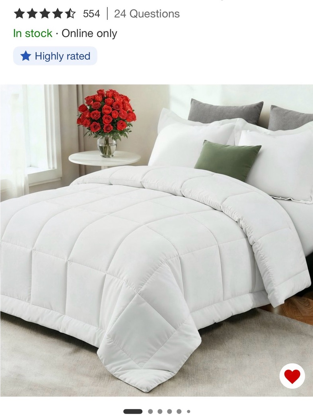 CGK Linens Premium All Season Down Alternative Comforter White King Duvet insert
